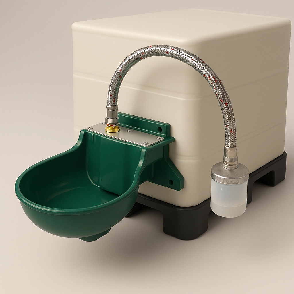 Tränke für Rinder mit Anschluss an IBC-Tank