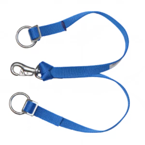 Bodenriemen BR 101 – doppelter Nylonriemen blau mit 8 mm Ringen und Karabiner, 1,40 m