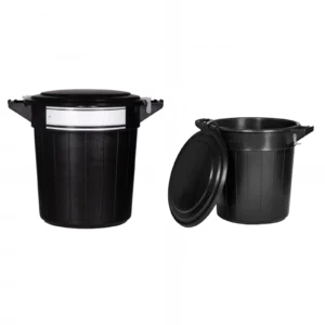 Futterfass für Pferde, 40 und 80 Liter, mit Deckel und Etikett