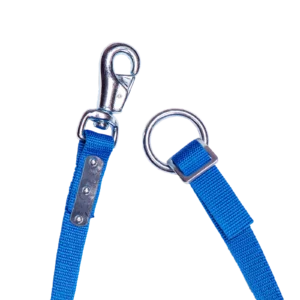 Karabinerhaken und stabiler D-Ring des Bodenriemens aus Nylon für Rinder, blau